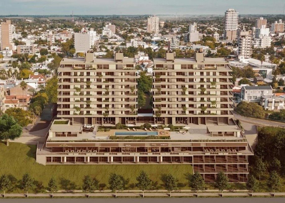 Render del conjunto Mirario con sus terrazas verdes